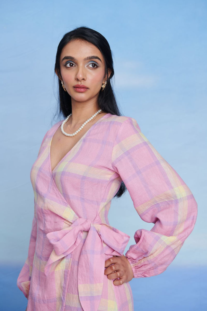 Cassata Linen Wrap Billow Dress