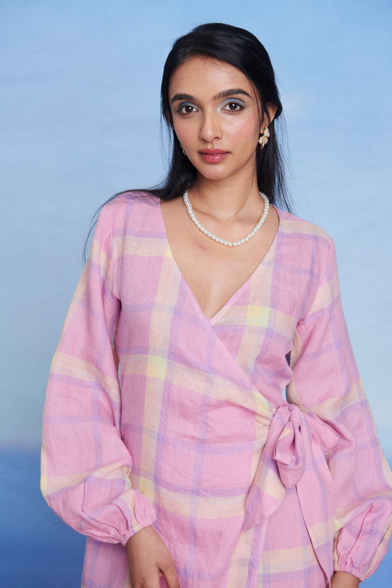 Cassata Linen Wrap Billow Dress