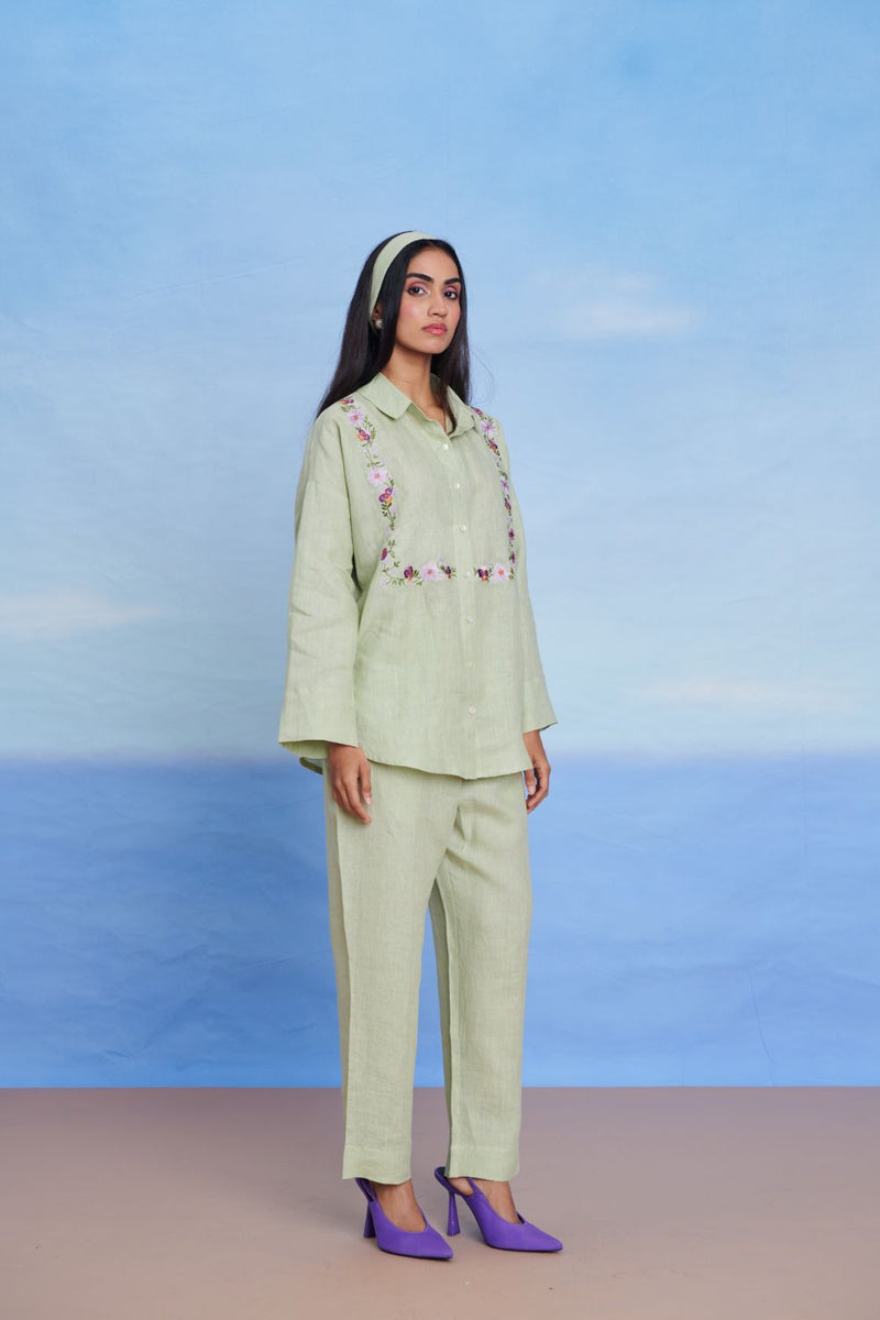 Pista Linen Oversized Flared Shirt Set