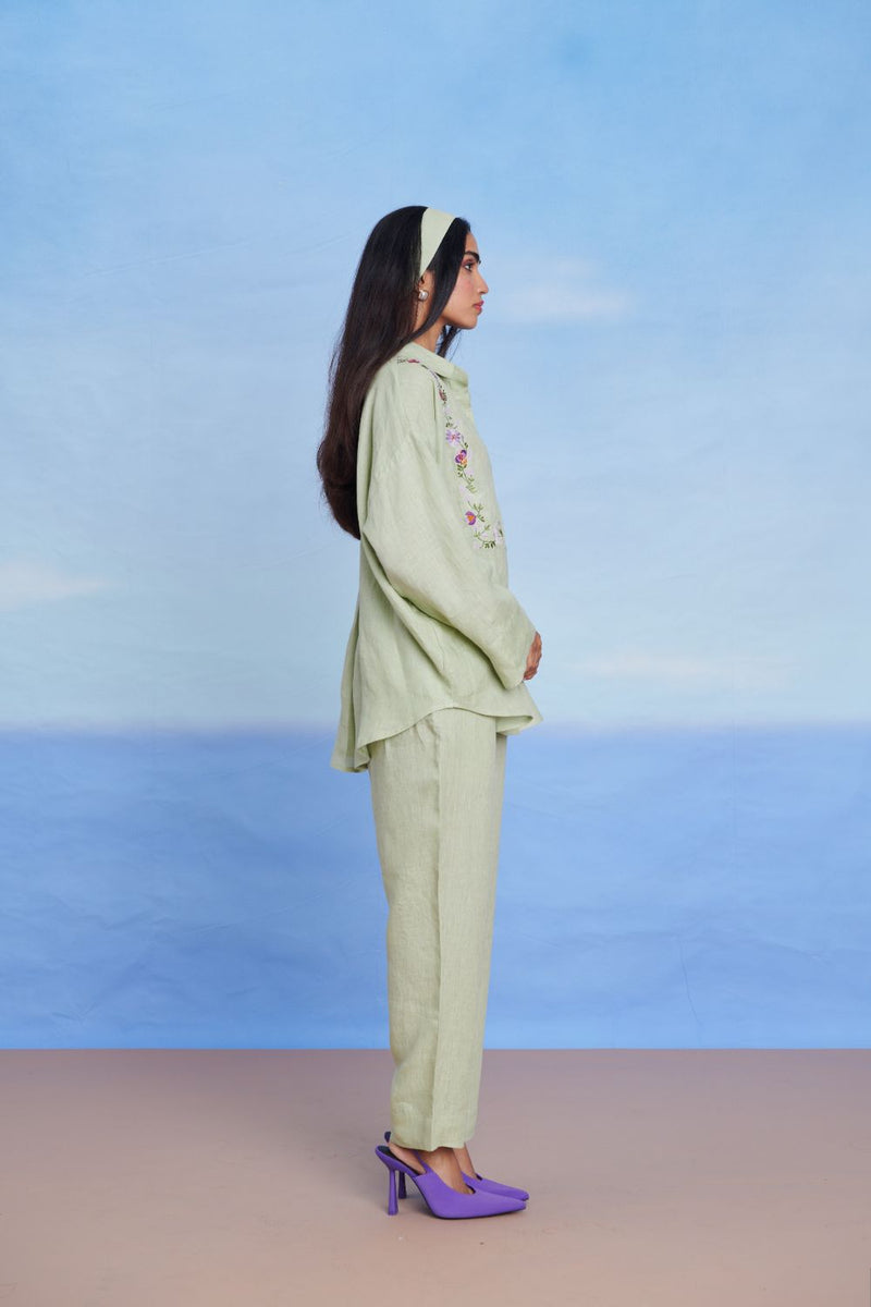 Pista Linen Pleated Pants