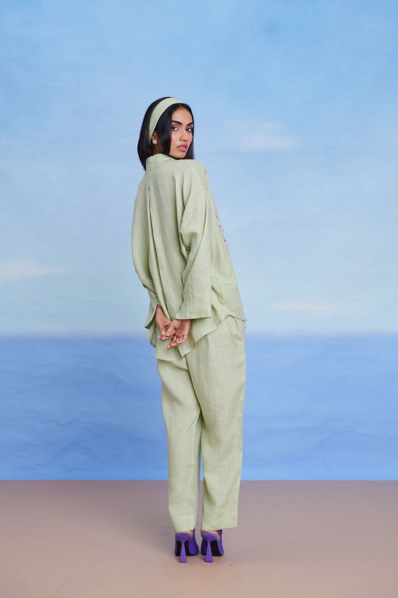 Pista Linen Oversized Flared Shirt Set
