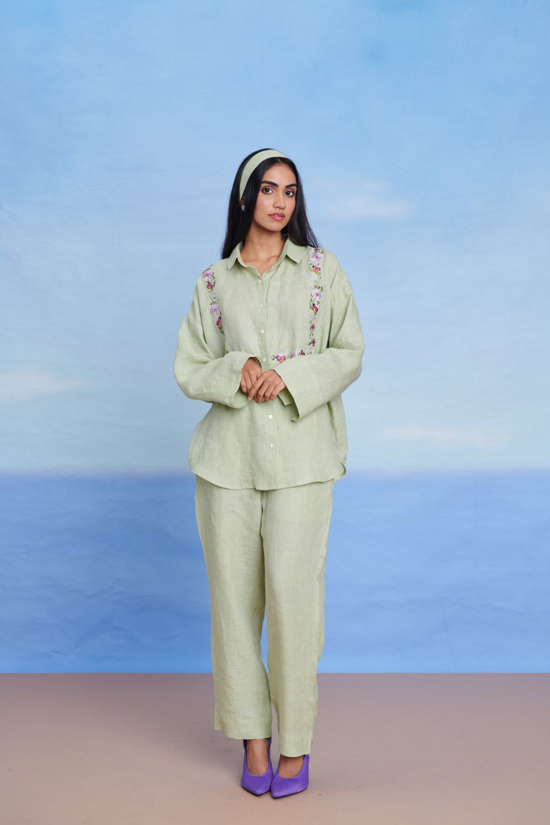 Pista Linen Oversized Flared Shirt Set