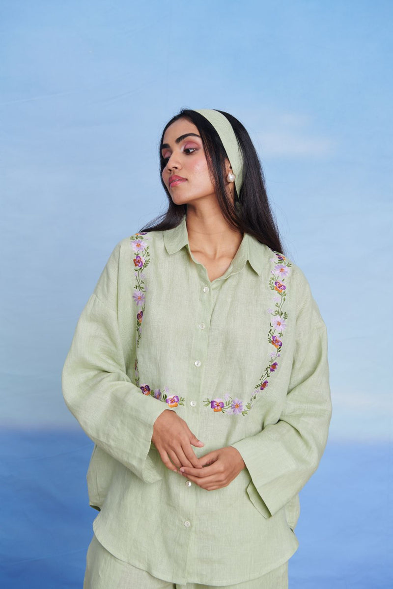 Pista Linen Oversized Flared Shirt Set