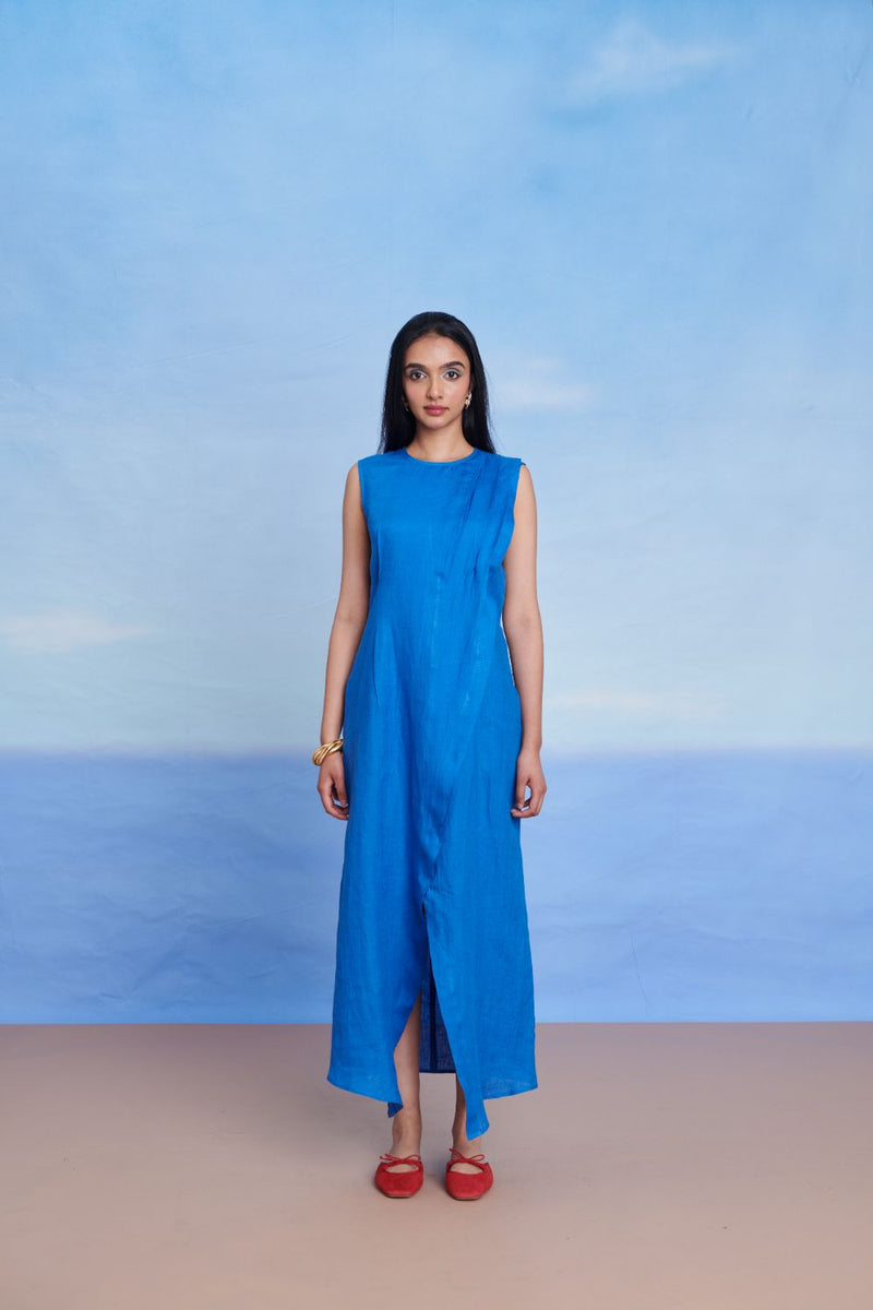 Santorini Linen Drape Dress