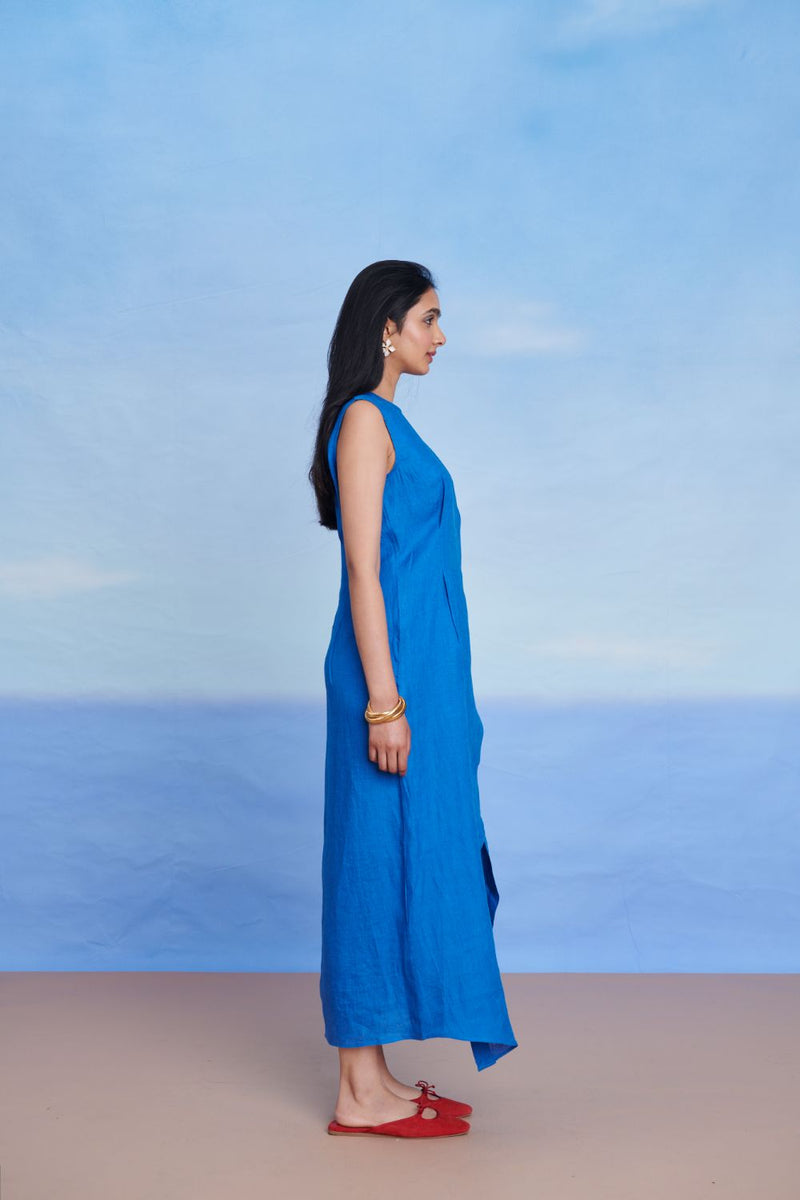 Santorini Linen Drape Dress