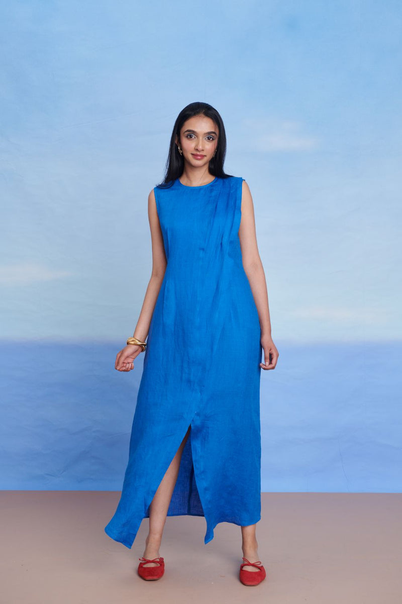 Santorini Linen Drape Dress