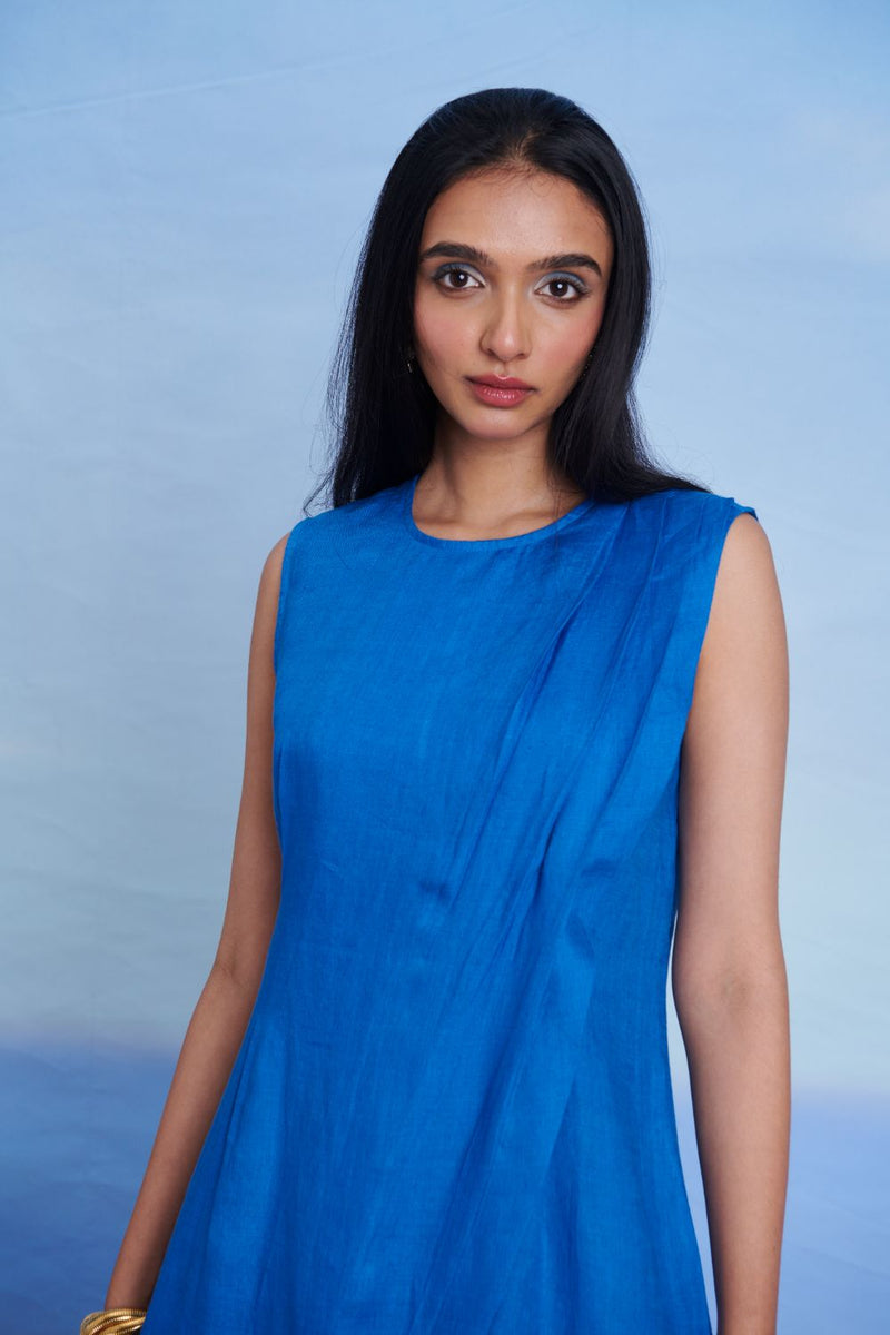 Santorini Linen Drape Dress