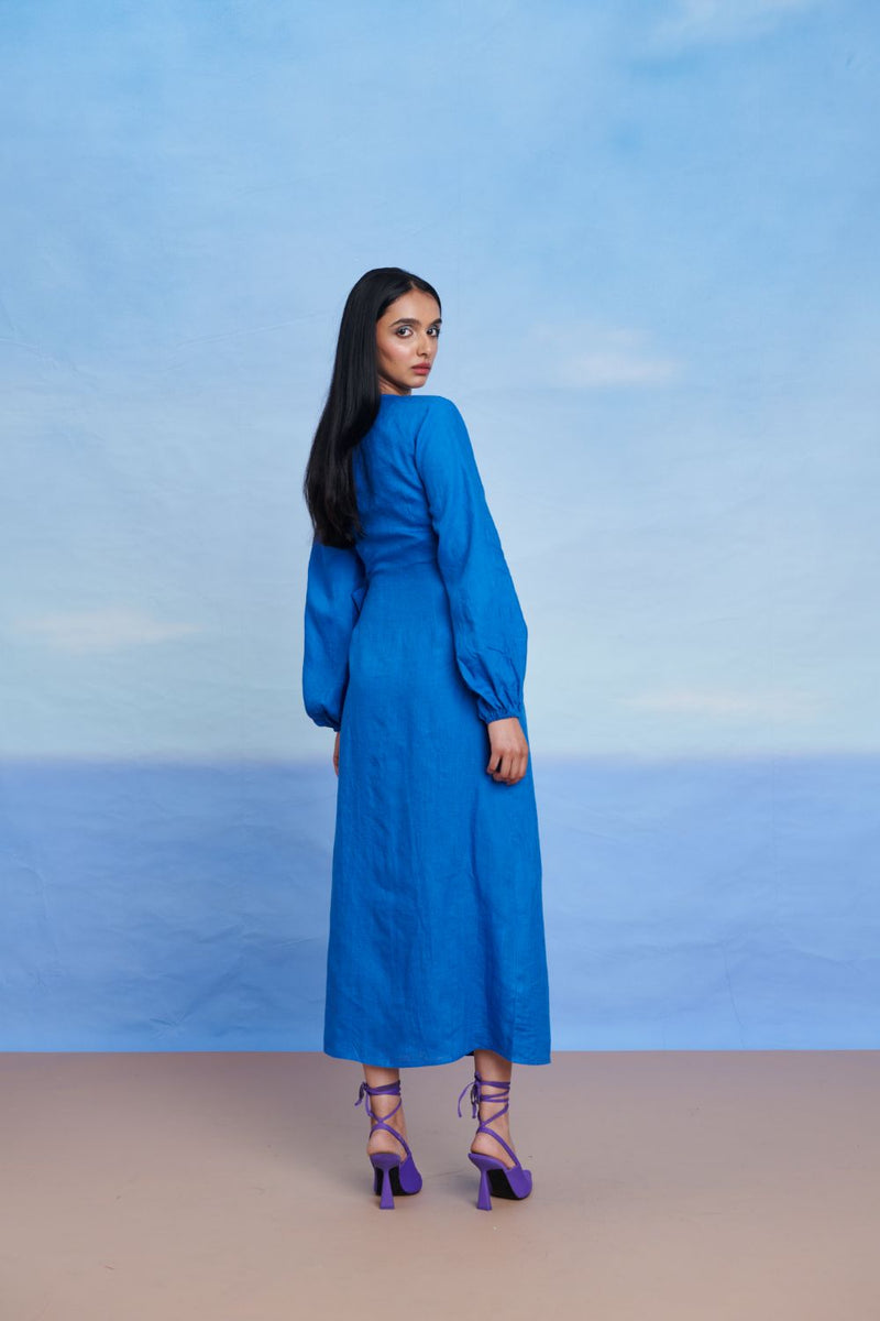 Santorini Linen Wrap Billow Dress