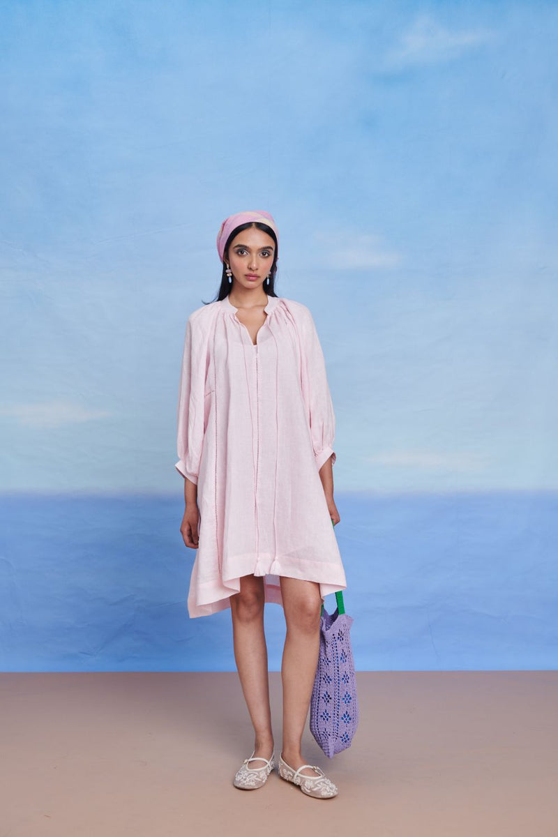 Fleur Linen Lace Panelled Dress