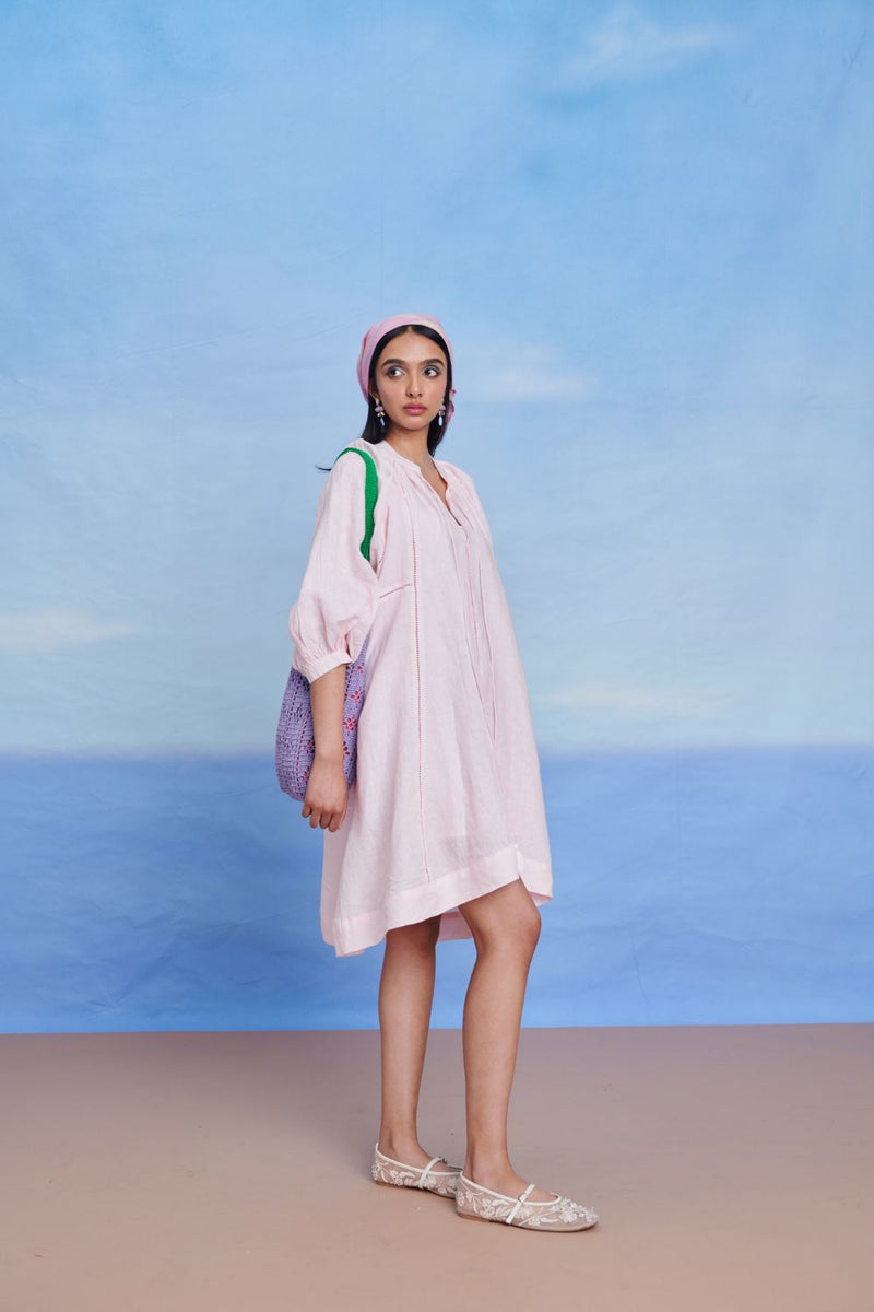 Fleur Linen Lace Panelled Dress