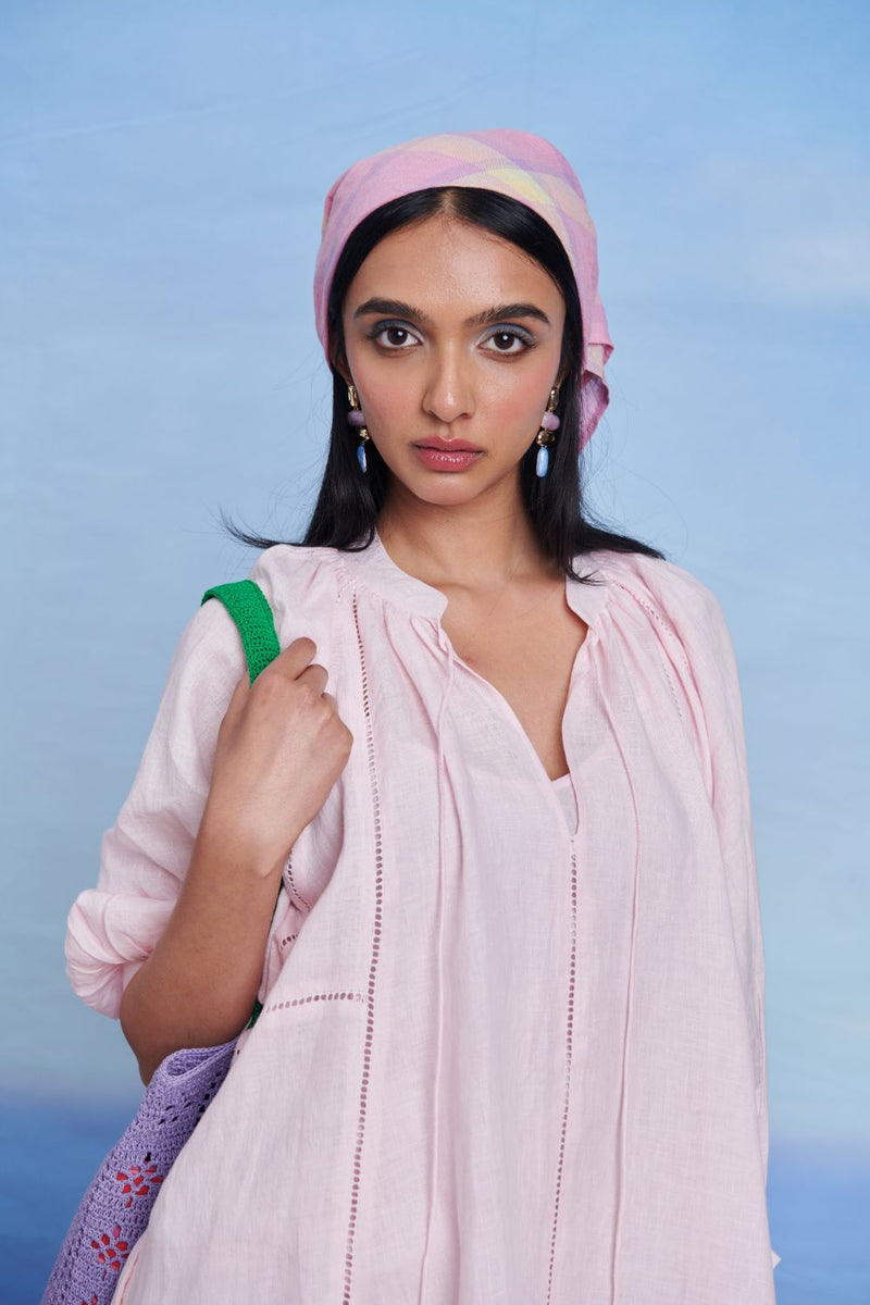 Fleur Linen Lace Panelled Dress