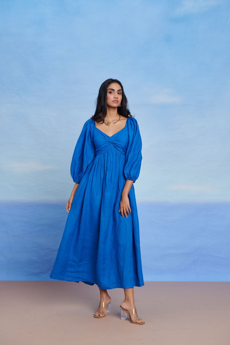 Santorini Linen Front Twist Dress