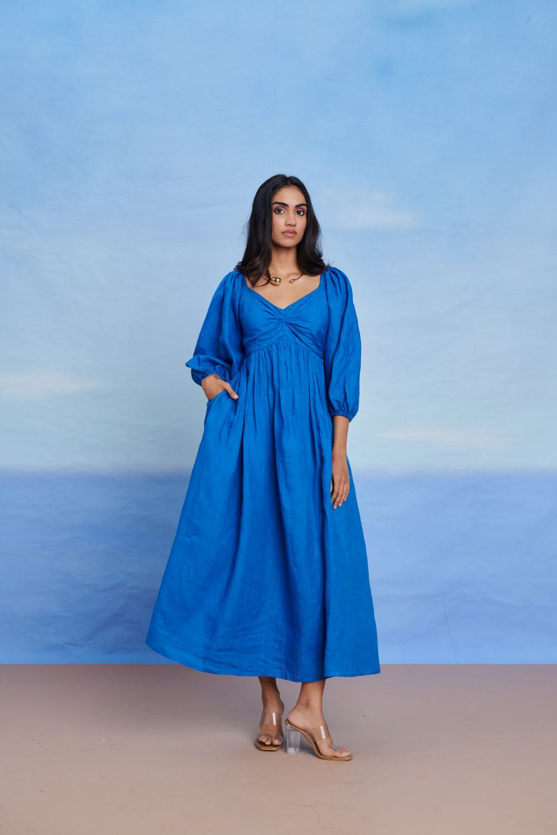 Santorini Linen Front Twist Dress