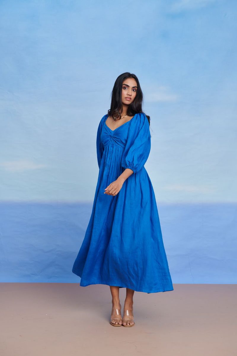 Santorini Linen Front Twist Dress