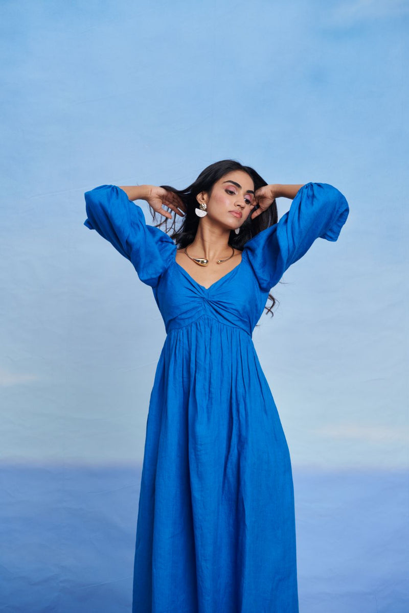 Santorini Linen Front Twist Dress