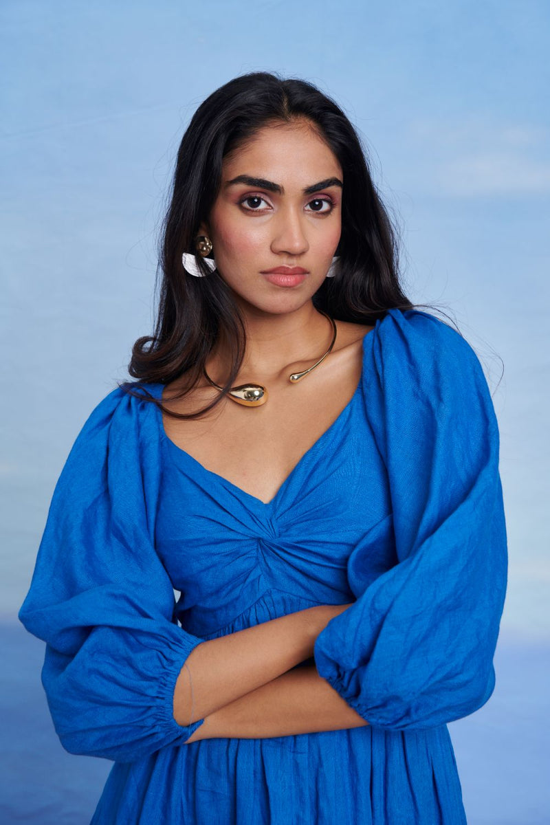 Santorini Linen Front Twist Dress