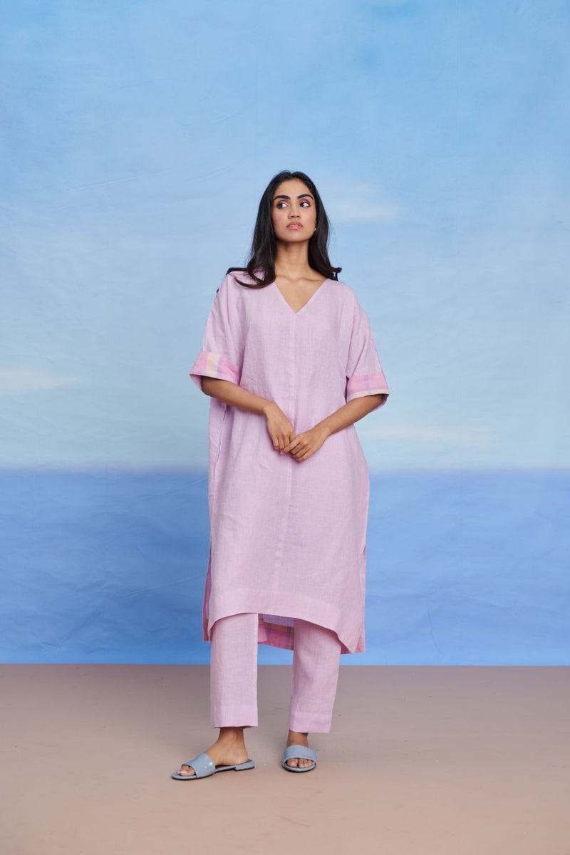 Lilac Linen Dolman Kurta Set