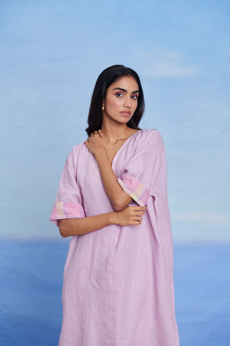 Lilac Linen Dolman Kurta Set