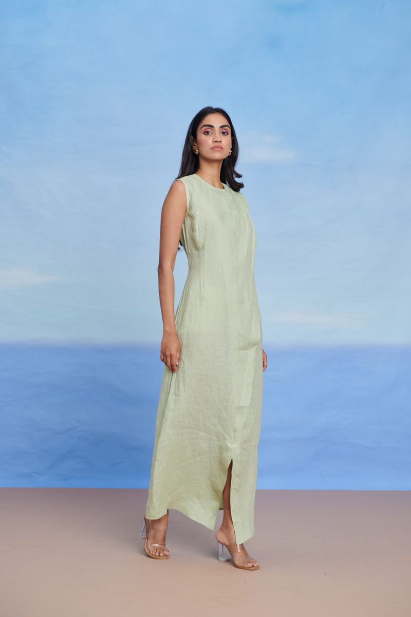 Pista Linen Drape Dress