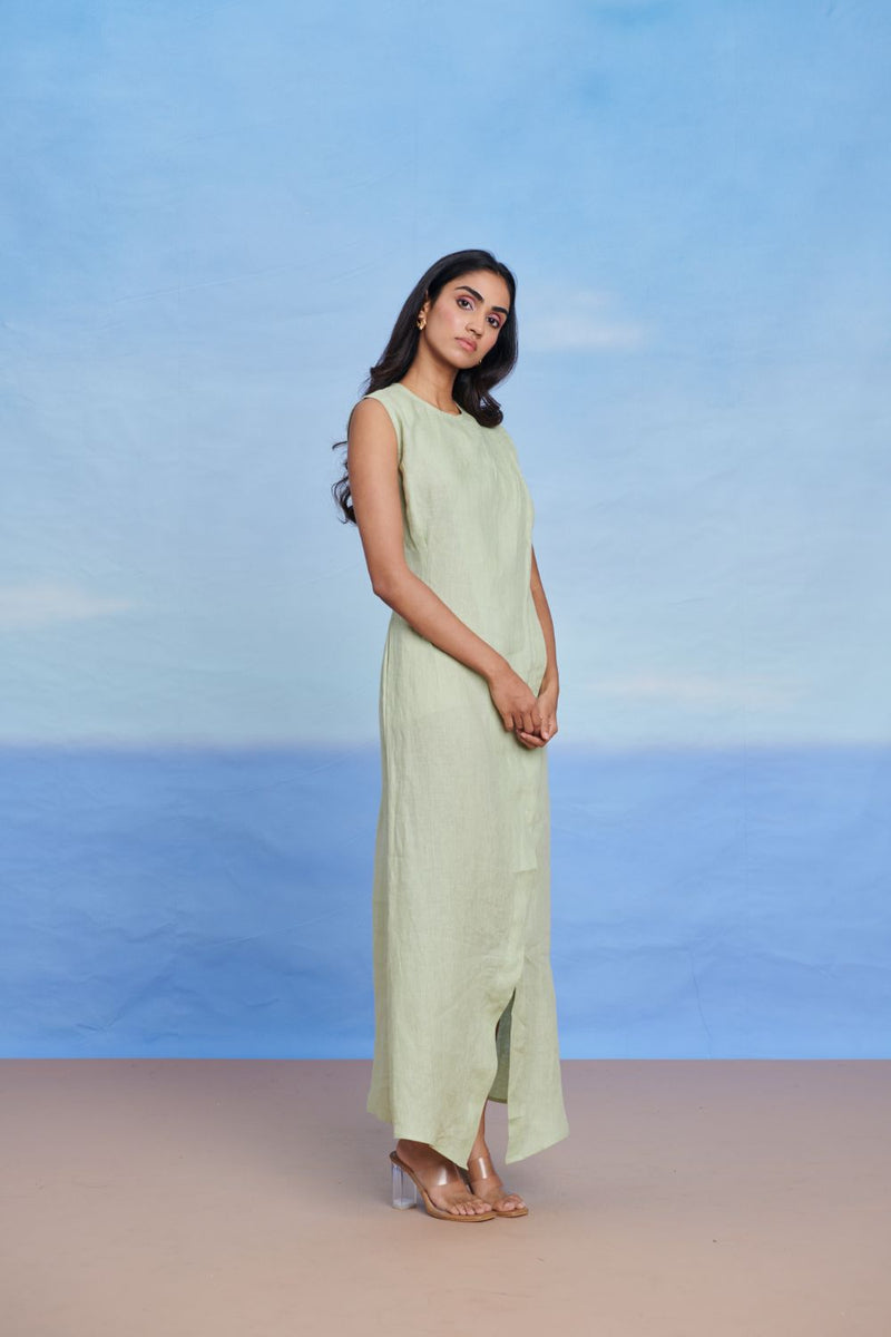 Pista Linen Drape Dress