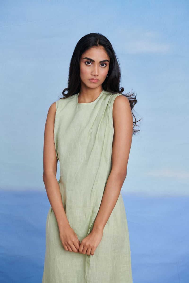 Pista Linen Drape Dress
