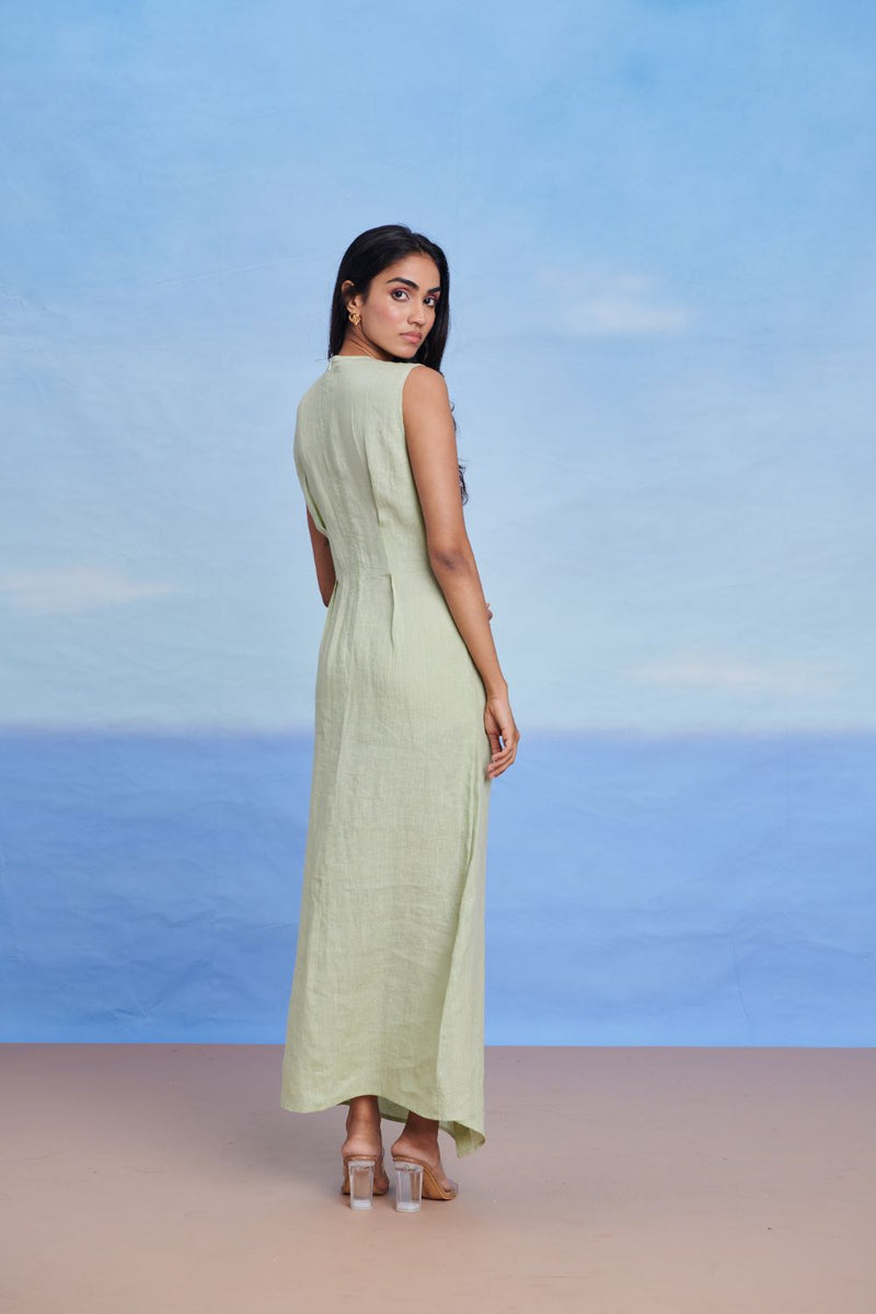 Pista Linen Drape Dress