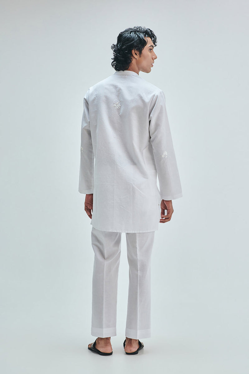 Taj Co-Linen Men’s Straight Pleated Pants cotton linen pant/trouser by Saphed Men in white for men in Singapore