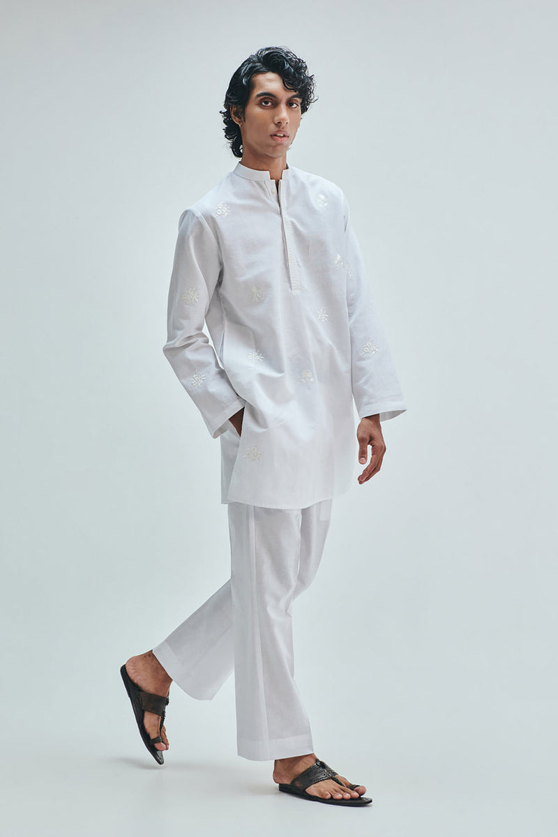 Taj Co-Linen Men’s Straight Pleated Pants cotton linen pant/trouser by Saphed Men in white for men in Singapore