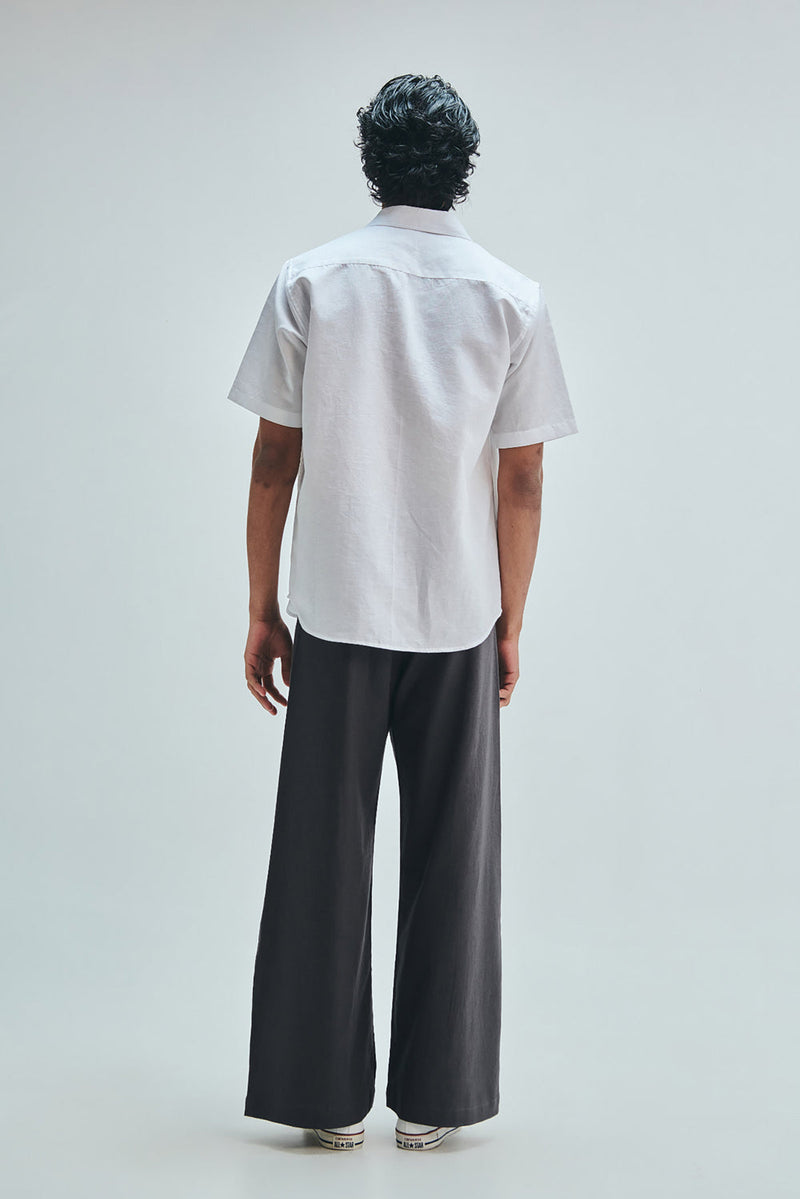 Taj Co-Linen Embroidered Men’s Applique Half Sleeves Shirt cotton linen shirt by Saphed Men in white for men in Singapore