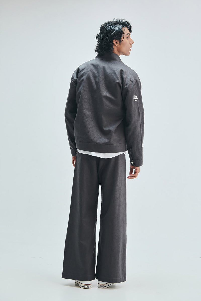 Pebble Co-Linen Men’s Overfold Trousers cotton linen pant/trouser by Saphed Men in grey for men in Singapore
