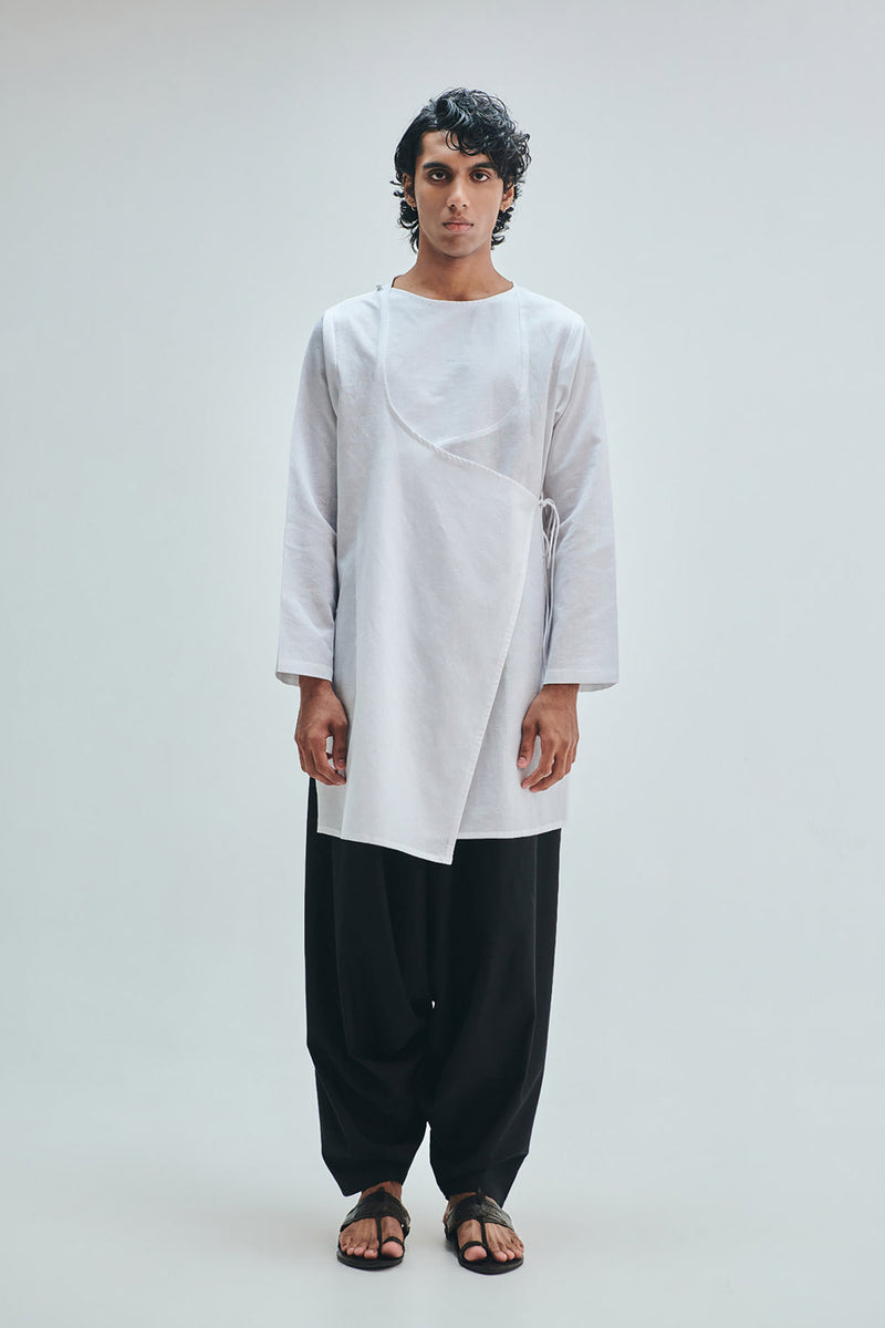 Kohl Co-Linen Men’s Dhoti Drape Pants cotton linen pant/trouser by Saphed Men in black for men in Singapore