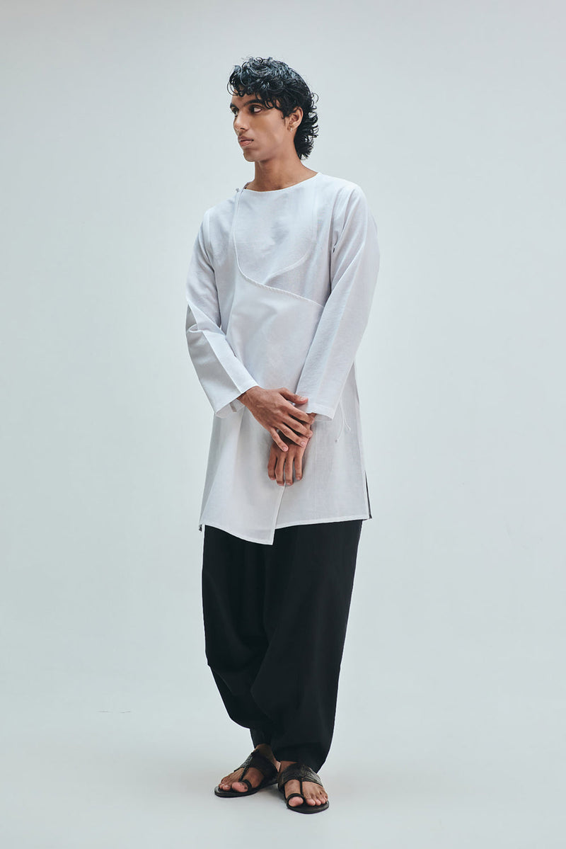 Kohl Co-Linen Men’s Dhoti Drape Pants cotton linen pant/trouser by Saphed Men in black for men in Singapore