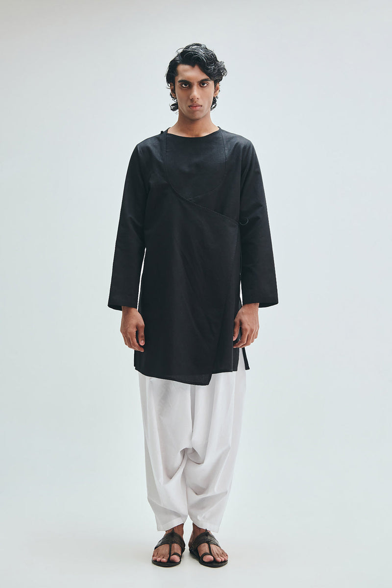 Taj Co-Linen Men’s Dhoti Drape Pants cotton linen pant/trouser by Saphed Men in white for men in Singapore