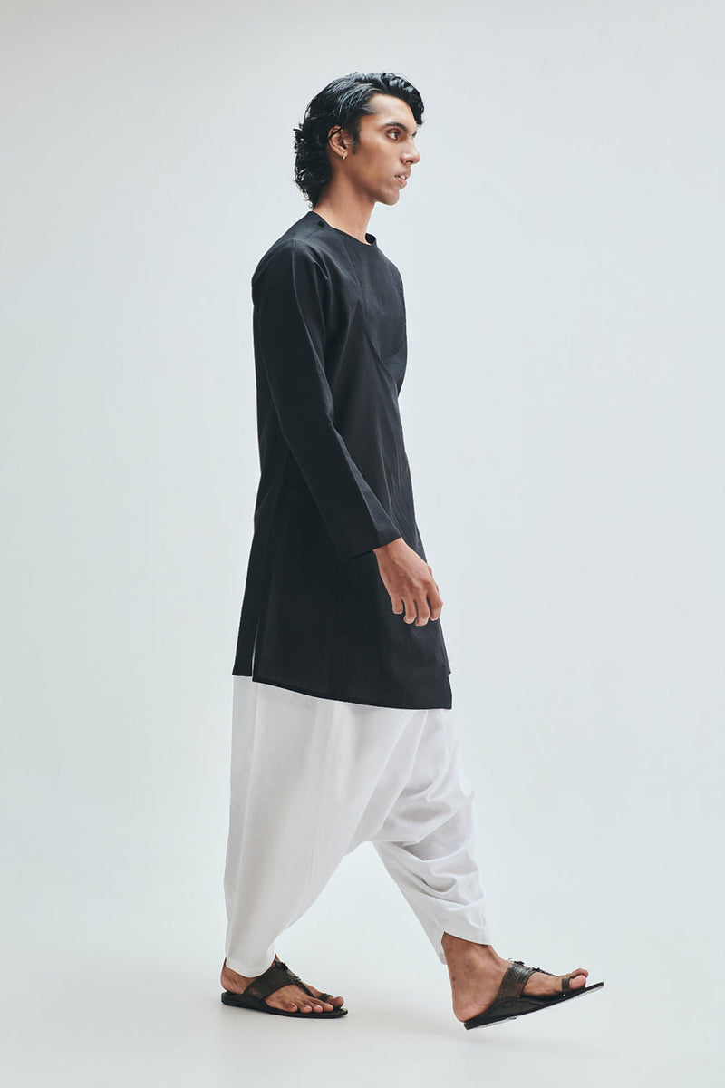 Taj Co-Linen Men’s Dhoti Drape Pants cotton linen pant/trouser by Saphed Men in white for men in Singapore