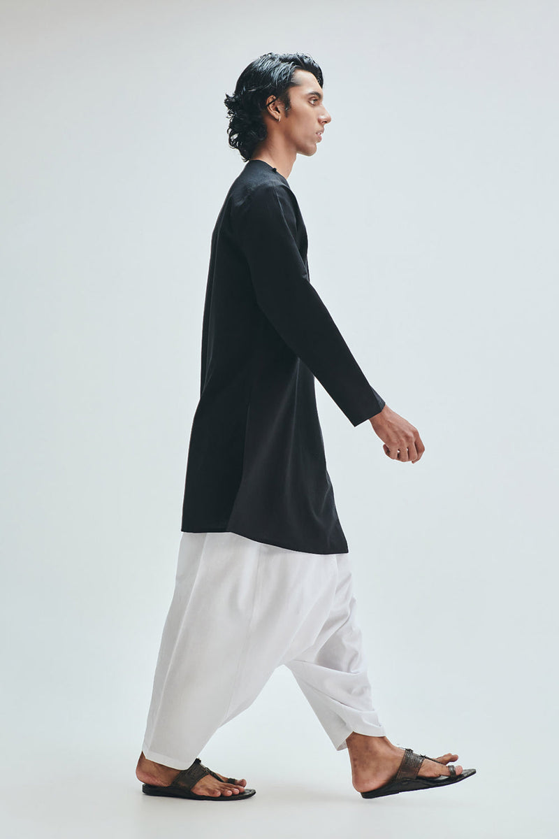 Kohl Co-Linen Men’s Mandarin Collar Jacket cotton linen jacket by Saphed Men in black for men in Singapore