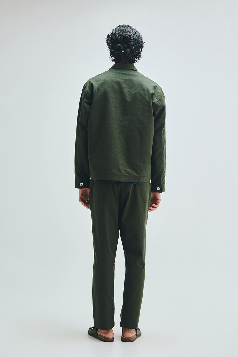 Pine Linen Men’s Tapered Lounge Pants cotton linen pant/trouser by Saphed Men in green for men in Singapore