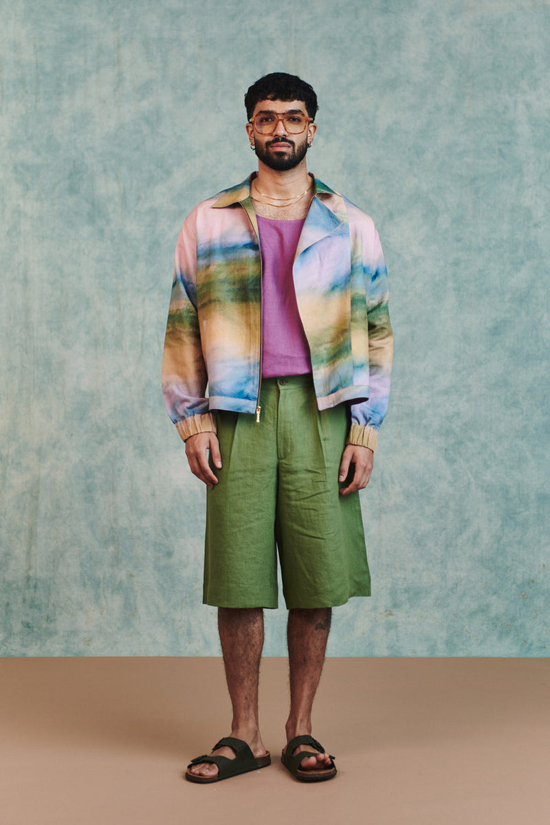 Prism Co-Linen Men's Flap Jacket cotton linen jacket by Saphed Men in ombre for men in Singapore
