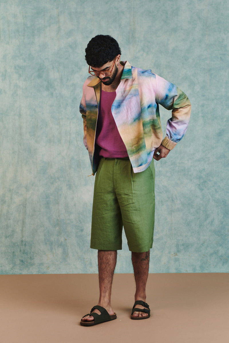 Prism Co-Linen Men's Flap Jacket cotton linen jacket by Saphed Men in ombre for men in Singapore