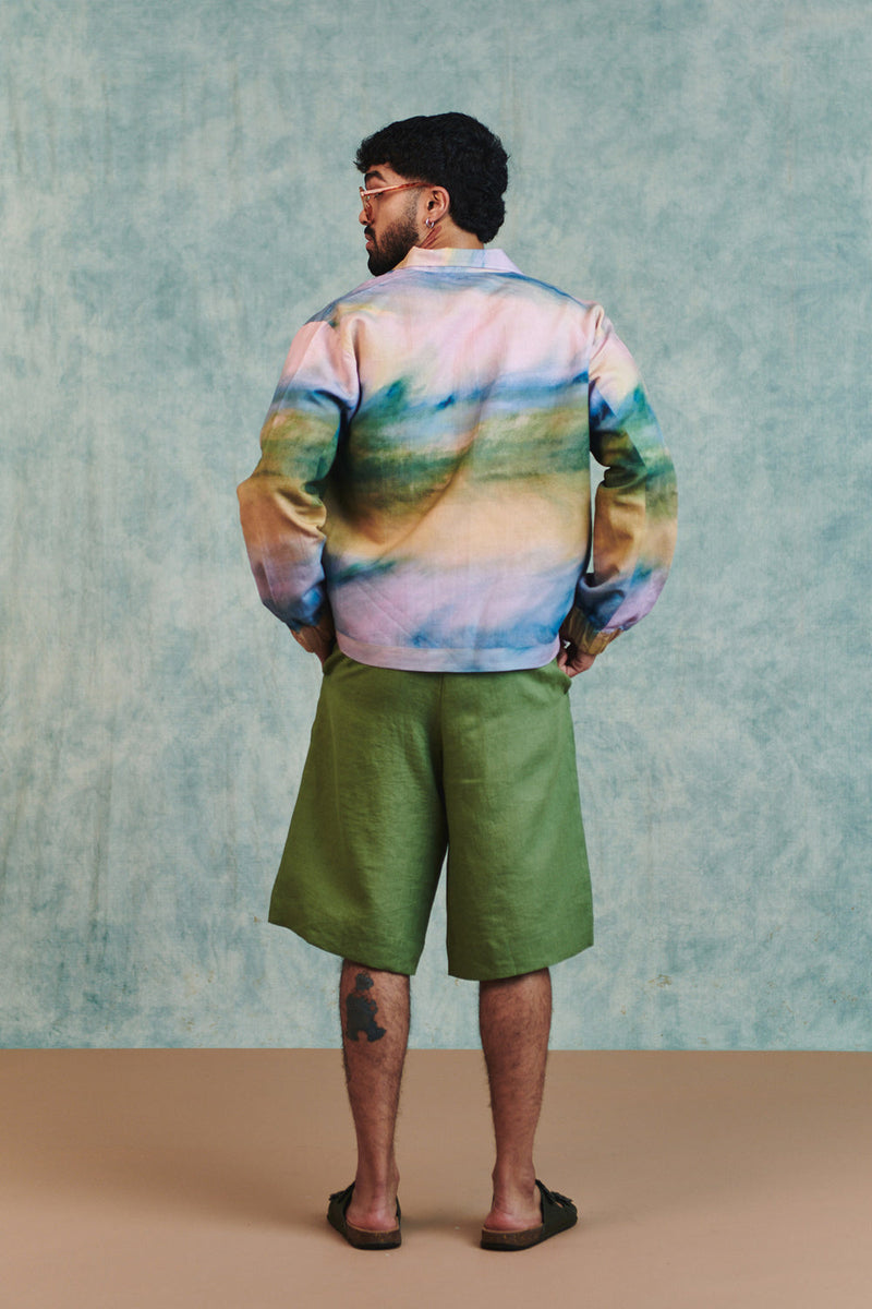 Prism Co-Linen Men's Flap Jacket cotton linen jacket by Saphed Men in ombre for men in Singapore