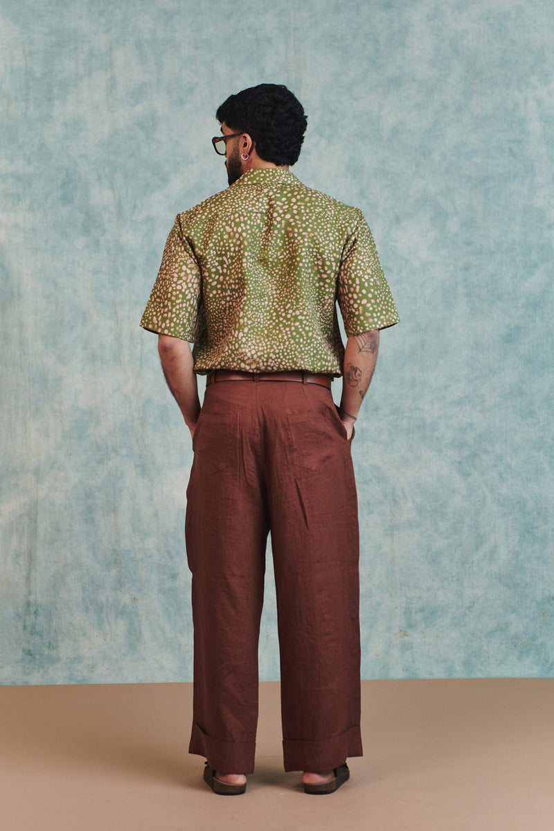 Chocolate Linen Men's Baggy Pants linen pant/trouser by Saphed Men in brown for men in Singapore