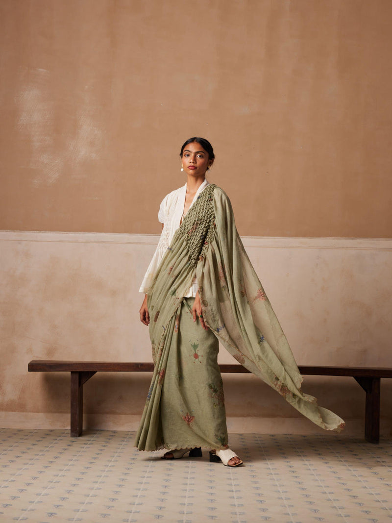 Smocked Saree-Fern cotton by CORD for women in Singapore