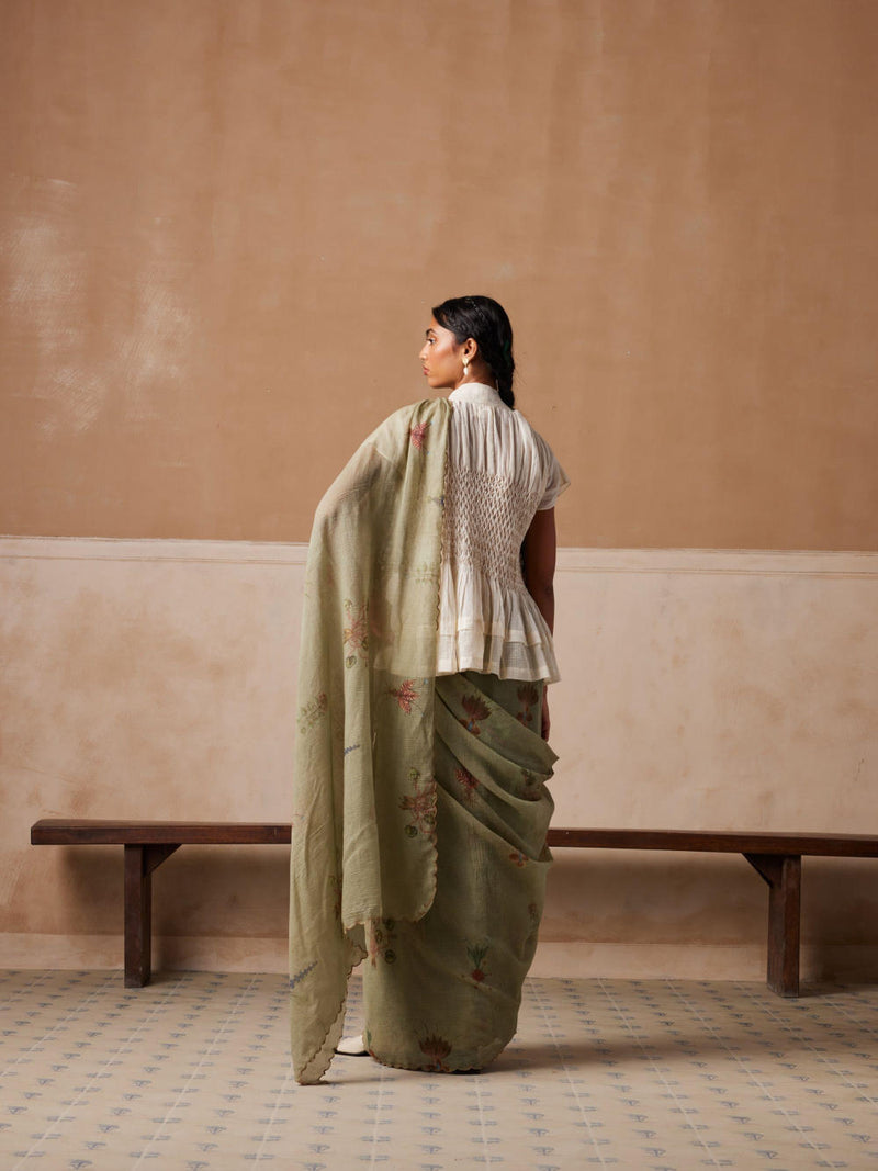 Smocked Saree-Fern cotton by CORD for women in Singapore