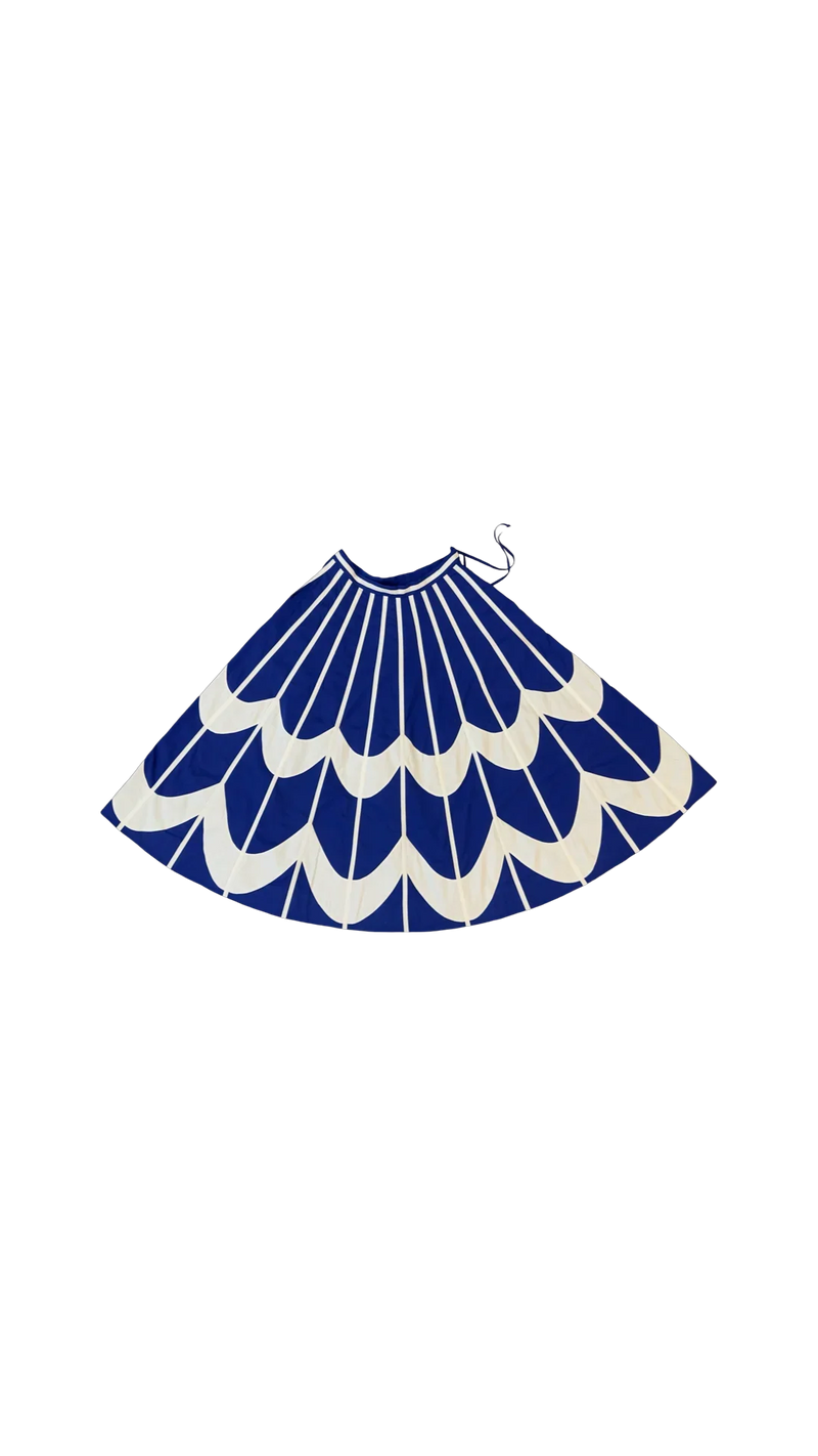 Scala Simp Skirt-Blue and White cotton skirt by Ka-Sha in blue for women in Singapore