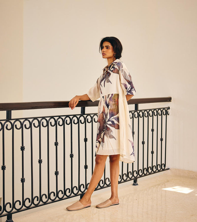 Scattered Thoughts Dress cotton by Khara Kapas in white for women in Singapore