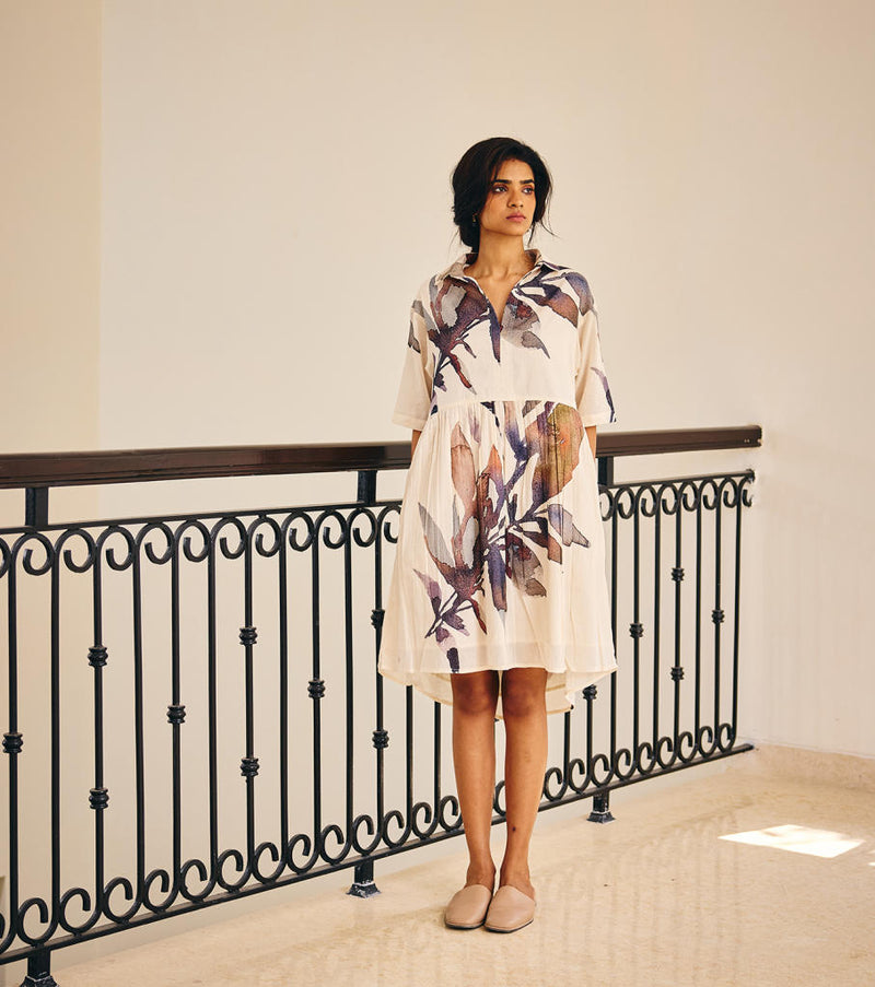Scattered Thoughts Dress cotton by Khara Kapas in white for women in Singapore