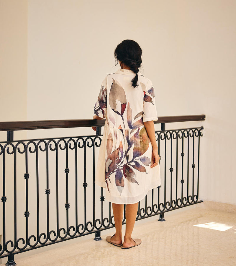 Scattered Thoughts Dress cotton by Khara Kapas in white for women in Singapore