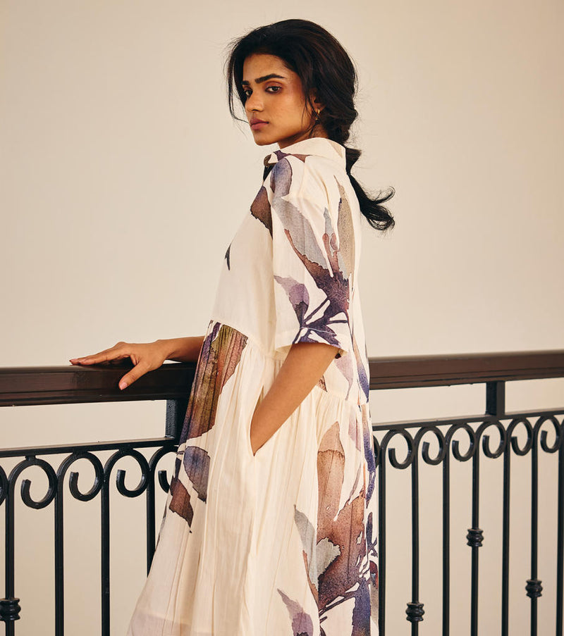 Scattered Thoughts Dress cotton by Khara Kapas in white for women in Singapore
