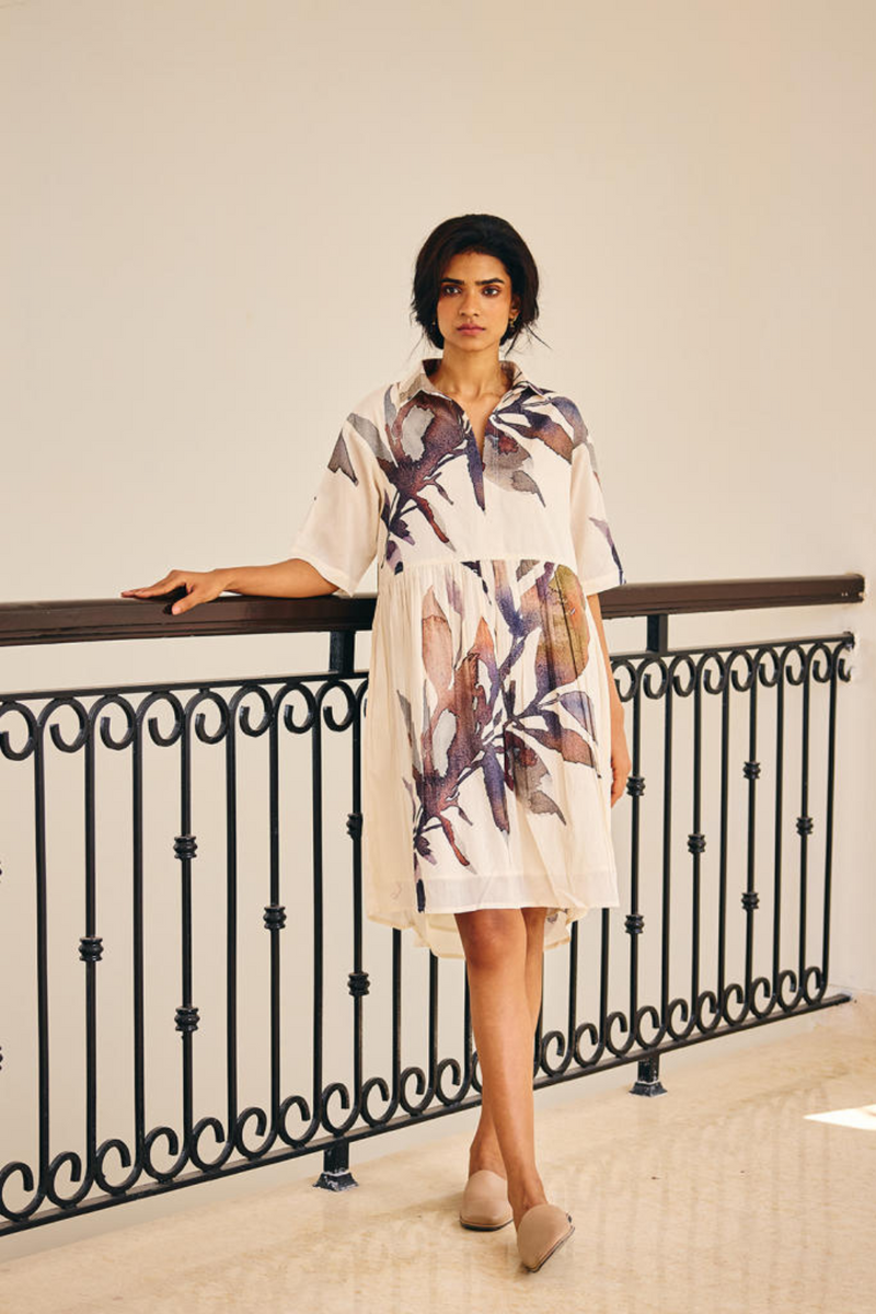 Scattered Thoughts Dress cotton by Khara Kapas in white for women in Singapore