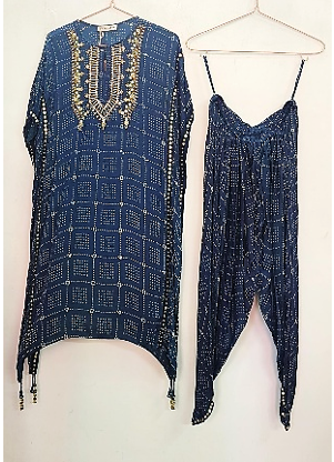 PHFP26-14 INDIGO CHAURAS NA4 (carat neckline) + TULIP PANTS-Size M