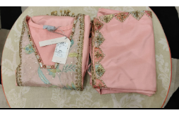 RRFP26-29 RR129387 LONG TISSUE YOKE KURTA SET (ROSE PINK )-Size XL